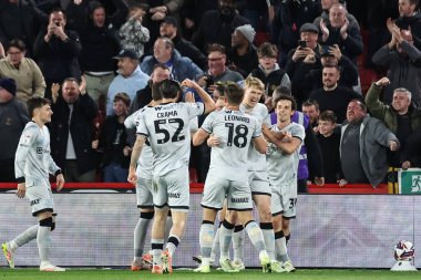 Millwall 'dan Josh Coburn, 8 Nisan 2025' te Bramall Lane, Sheffield, İngiltere 'de oynanan ve Sheffield United ile Millwall arasındaki Sky Bet Şampiyonası' nda 0-1 kazanma hedefini kutluyor.