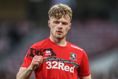 Middlesbrough 'dan Tommy Conway, Middlesbrough, Birleşik Krallık Riverside Stadyumu' nda oynanan Sky Bet Şampiyonası karşılaşmasında maç öncesi ısınma maçında, 8 Nisan 2025