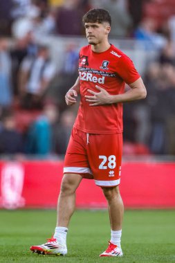 Middlesbrough 'dan Ryan Giles maç öncesi ısınma maçında Middlesbrough - Leeds United maçı sırasında Riverside Stadyumu, Middlesbrough, Birleşik Krallık, 8 Nisan 2025