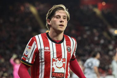 Sheffield United takımından Sydie Peck 8 Nisan 2025 'te Bramall Lane, Sheffield, İngiltere' de Sheffield United - Millwall maçında