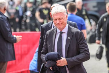 Premier Lig maçında David Moyes 'in menajeri Nottingham Forest, Everton' a karşı City Ground, Nottingham, İngiltere, 12 Nisan 2025 'de geldi.