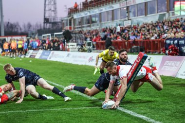 Hull KR 'dan Joe Burgess, 11 Nisan 2025' te İngiltere 'nin Hull kenti Kingston' da oynanan Sewell Group Craven Park 'ta oynanan 7.