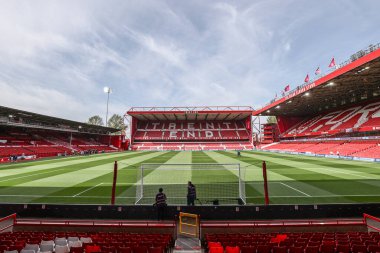 Premier League karşılaşması öncesinde Nottingham Forest, Everton 'a karşı City Ground, Nottingham, İngiltere' de 12 Nisan 2025