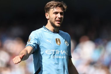 Manchester City Premier Lig maçı sırasında Nico Gonzlez, Etihad Stadyumu 'ndaki Manchester City-Crystal Palace maçında, 12 Nisan 2025
