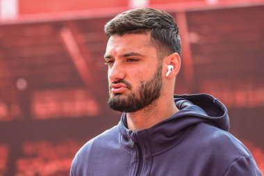 Everton 'dan Armando Broja Premier Lig maçı sırasında Nottingham Forest, Everton' a karşı City Ground, Nottingham, İngiltere, 12 Nisan 2025 'de geldi.