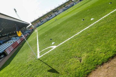 Cledara Abbey Stadyumu, 12 Nisan 2025 'te Cledara Abbey Stadyumu' nda oynanan Cambridge United - Charlton Atletizm karşılaşmasından önceki maçın genel görüntüsüdür.
