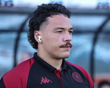 Wigan Warriors takımından Tyler Dupree, 11 Nisan 2025 'te İngiltere' nin Hull kenti Kingston 'daki Sewell Group Craven Park' ta oynanan 7.