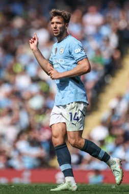 Manchester City Premier Lig maçı sırasında Nico Gonzlez, Etihad Stadyumu 'ndaki Manchester City-Crystal Palace maçında, 12 Nisan 2025