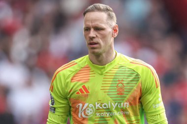 Nottingham Ormanı 'ndan Matz Sels Premier League maçı sırasında Nottingham Forest Everton' a karşı City Ground, Nottingham, İngiltere, 12 Nisan 2025