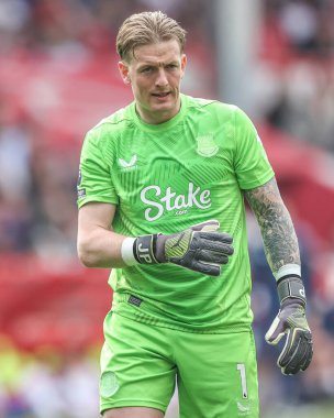Everton 'dan Jordan Pickford Premier League maçı sırasında Nottingham Forest, Everton' a karşı City Ground, Nottingham, İngiltere, 12 Nisan 2025