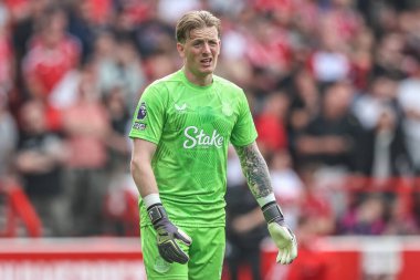 Everton 'dan Jordan Pickford Premier League maçı sırasında Nottingham Forest, Everton' a karşı City Ground, Nottingham, İngiltere, 12 Nisan 2025