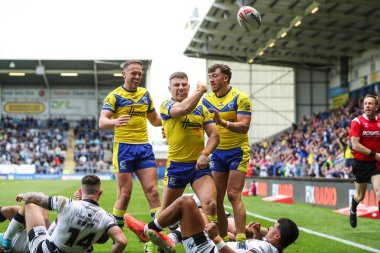 Warrington Wolves 'tan George Williams, 12 Nisan 2025' te Warrington, İngiltere 'deki Halliwell Jones Stadyumu' nda oynanan 7.