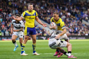Warrington Wolves takımından Matt Dufty, 12 Nisan 2025 'te Warrington, İngiltere' deki Halliwell Jones Stadyumu 'nda oynanan Warrington Wolves vs Hull FC maçında yenildi.