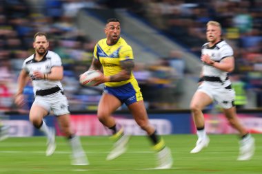 Warrington Wolves takımından Paul Vaughan, 12 Nisan 2025 'te Warrington, İngiltere' deki Halliwell Jones Stadyumu 'nda oynanan 7.