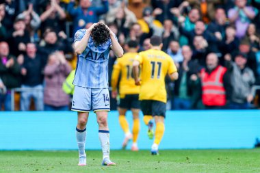 Tottenham Hotspur 'dan Archie Gray, Wolverhampton Wanderers' ın 13 Nisan 2025 tarihinde Molineux, Wolverhampton, İngiltere 'de oynanan Premier League maçında Wolverhampton Wanderers ile Tottenham Hotspur arasındaki dördüncü gol sonrasında tepki gösterdi.