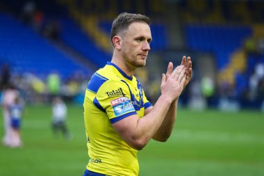 Warrington Wolves takımından Ben Currie, 12 Nisan 2025 'te Warrington, İngiltere' deki Halliwell Jones Stadyumu 'nda oynanan 7.