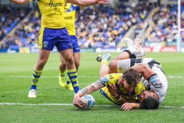 Warrington Wolves 'tan Matty Ashton, 12 Nisan 2025' te Warrington, İngiltere 'deki Halliwell Jones Stadyumu' nda oynanan 7.
