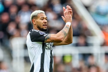 Newcastle United takımından Joelinton, 13 Nisan 2025 'te St. James' s Park, Newcastle 'da oynanan Premier League karşılaşmasında taraftarlarını tanıdı.