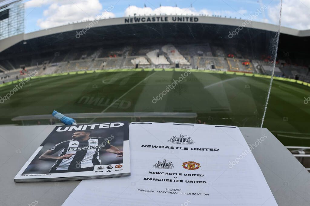 Todays match day program and official media pack during the Premier League match Newcastle United vs Manchester United at St. James's Park, Newcastle, United Kingdom, 13th April 2025