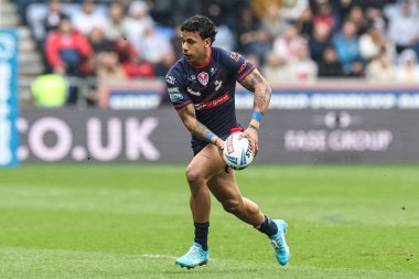 St. Helens 'li Tristan Sailor, 18 Nisan 2025' te İngiltere 'nin Wigan kentindeki The Brick Community Stadyumu' nda oynanan 8.