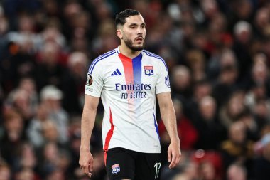 UEFA Avrupa Ligi çeyrek final karşılaşmasında Lyon 'dan Rayan Cherki Manchester United ile Old Trafford, Manchester, Birleşik Krallık, 17 Nisan 2025