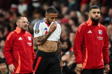 Lyon 'dan Corentin Tolisso, UEFA Avrupa Ligi çeyrek final maçında Old Trafford, Manchester, İngiltere' de Manchester United Lyon 'a karşı 17 Nisan 2025' te elenmesine tepki gösterdi.