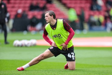 Sheffield United takımından Sydie Peck, 18 Nisan 2025 'te İngiltere' nin Sheffield Lane kentinde oynanan ve Sheffield United 'ın Cardiff City' ye karşı oynadığı maçta maç öncesi ısınma maçında...