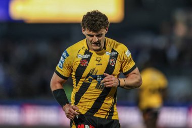 Castleford Tigers takımından George Lawler 17 Nisan 2025 'te Wakefield Trinity ile Castleford Tigers maçında Wakefield Stadyumu, Wakefield, İngiltere