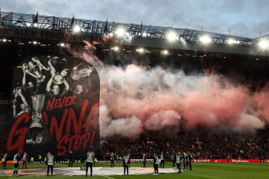Manchester United, 17 Nisan 2025 'te Old Trafford, Manchester' da oynanan Manchester United - Lyon çeyrek final karşılaşmasında UEFA Avrupa Ligi 'nin önünde.