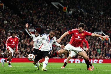 Lyon 'dan Alexandre Lacazette, UEFA Avrupa Ligi çeyrek final maçında Old Trafford, Manchester, İngiltere' de Manchester United Lyon 'a karşı 17 Nisan 2025' de 2-2 'lik skorla gol attı.