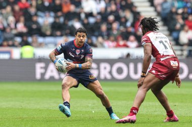 St. Helens 'li Tristan Sailor, 18 Nisan 2025' te İngiltere 'nin Wigan kentindeki The Brick Community Stadyumu' nda oynanan 8.