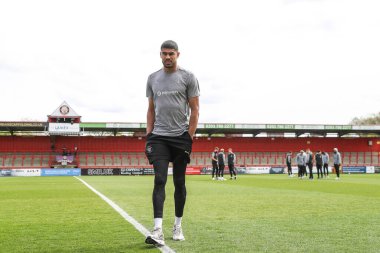Blackpool 'dan Ashley Fletcher, 18 Nisan 2025' te İngiltere 'nin Stevenage Stevenage Stevenage stadyumunda oynanan Sky Bet 1 karşılaşması öncesinde geldi.