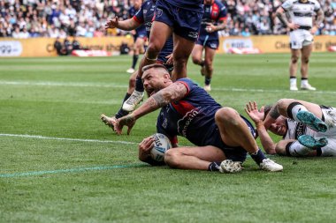 Hull KR 'dan Jared Waerea-Hargreaves, 18 Nisan 2025' te MKM Stadyumu 'nda oynanan Betfred Süper Lig 8. Raundunda Hull FC vs Hull KR' a karşı oynuyor.