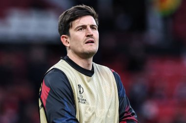 Manchester United takımından Harry Maguire, UEFA Avrupa Ligi çeyrek final karşılaşması öncesinde Old Trafford, Manchester, İngiltere 'de 17 Nisan 2025' te Manchester United-Lyon maçında karşılaşacak.