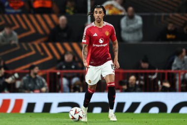 Manchester United takımının Leny Yoro, UEFA Avrupa Ligi çeyrek final maçında Manchester United 'a karşı Old Trafford, Manchester, İngiltere, 17 Nisan 2025