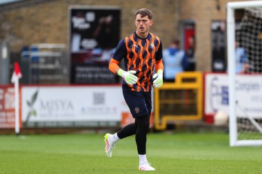 Blackpool 'dan Harry Tyrer, 18 Nisan 2025' te İngiltere 'nin Stevenage Stevenage-Blackpool maçı öncesinde oynanan maç öncesi ısınma maçında...