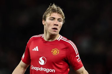 Manchester United 'dan Rasmus Hjlund UEFA Avrupa Ligi çeyrek final maçında Manchester United - Lyon maçında Manchester United - Old Trafford, Manchester, İngiltere, 17 Nisan 2025