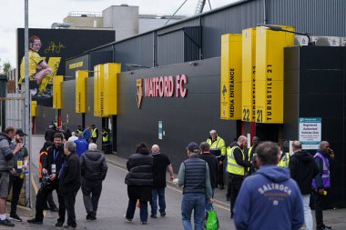 18 Nisan 2025 'te Watford, Watford, İngiltere' deki Vicarage Road 'da oynanan Sky Bet Şampiyonası karşılaşması öncesinde taraftarlar