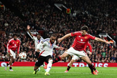 Lyon 'dan Alexandre Lacazette, UEFA Avrupa Ligi çeyrek final maçında Old Trafford, Manchester, İngiltere' de Manchester United Lyon 'a karşı 17 Nisan 2025' de 2-2 'lik skorla gol attı.