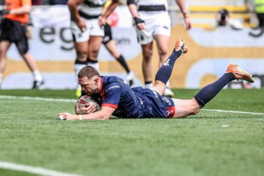 Hull KR 'dan James Batchelor, 18 Nisan 2025' te MKM Stadyumu 'nda oynanan Betfred Süper Lig 8. Raundda Hull FC, Hull KR' a karşı oynuyor.