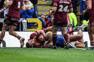 Leeds Rhinos takımından Ryan Hall, 18 Nisan 2025 'te Leeds Stadyumu' nda oynanan Betfred Süper Lig 8. Raundda Leeds Gergedan ve Huddersfield Giants maçına gidiyor.