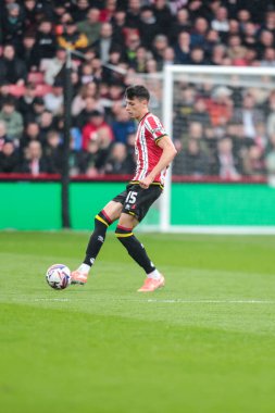 Sheffield United takımından Anel Ahmedhodi 18 Nisan 2025 'te Bramall Lane, Sheffield, İngiltere' de Sheffield United ile Cardiff City arasındaki Gökyüzü İddia Şampiyonası maçında pas attı.