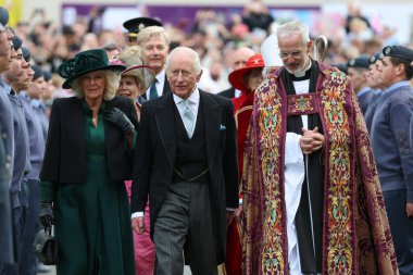 Majesteleri Kral ve Kraliçe, Majesteleri Kral ve Kraliçe olarak geldiler. Kraliçe, Durham Katedrali 'ndeki Kraliyet Maundy ayinine katıldılar. 17 Nisan 2025.