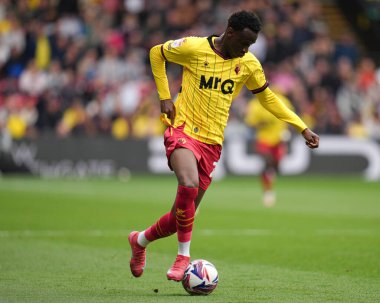 Watford 'lu Mamadou Doumbia Gökyüzü İddia Şampiyonası maçında Watford Burnley' e karşı Vicarage Road, Watford, İngiltere, 18 Nisan 2025