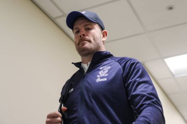 Warrington Wolves 'tan Lachlan Fitzgibbon, 19 Nisan 2025' te Leigh Spor Köyü 'nde oynanan 8. Betfred Süper Lig karşılaşmasında Leigh Leopards' a karşı Warrington Wolves 'un önünde geldi.