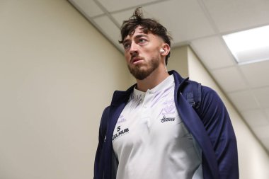 Warrington Wolves 'tan Matty Ashton, 19 Nisan 2025' te Leigh Spor Köyü 'nde oynanan 8. Betfred Süper Lig karşılaşması Leigh Leopards - Warrington Wolves maçından önce geldi.