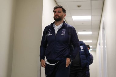 Warrington Wolves 'tan Toby King, 19 Nisan 2025' te Leigh Spor Köyü 'nde oynanan 8. Betfred Süper Lig karşılaşması Leigh Leopards - Warrington Wolves maçından önce geldi.