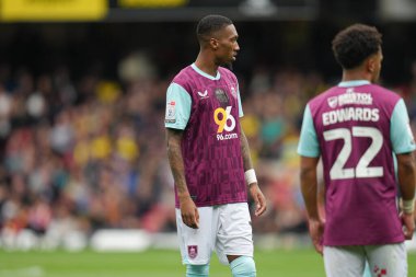 Burnley 'li Jaidon Anthony Gökyüzü İddia Şampiyonası maçı sırasında Watford Burnley' e karşı Vicarage Road, Watford, Birleşik Krallık, 18 Nisan 2025