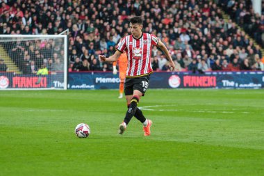 Sheffield United takımından Anel Ahmedhodi 18 Nisan 2025 'te Sheffield United' ın Cardiff City 'e karşı oynadığı maçta sahada.