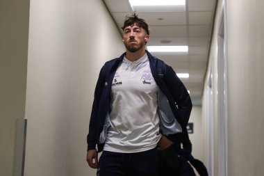 Warrington Wolves 'tan Matty Ashton, 19 Nisan 2025' te Leigh Spor Köyü 'nde oynanan 8. Betfred Süper Lig karşılaşması Leigh Leopards - Warrington Wolves maçından önce geldi.